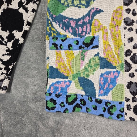 Anthropologie Maeve Cardigan XS Savannah Contrast Floral Animal Print Boho - Picture 5 of 12